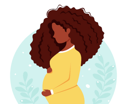 An animated picture of the pregnant woman